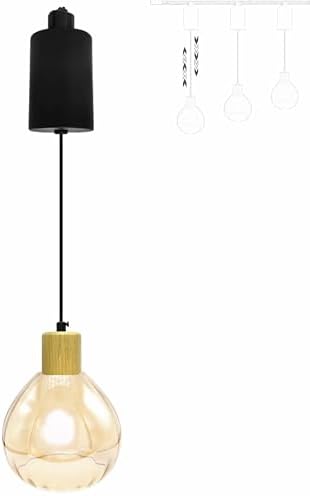 Adjustable Height Track Lighting Natural Wood E26 Socket Chandelier