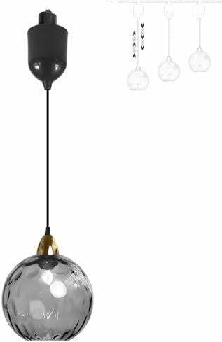 Adjustable Pendant Light with Smoke Gray Glass Shade E26
