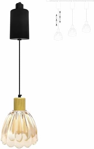 Adjustable E26 Pendant Light with Glass Cover 65ft Dimmable Natural Wood