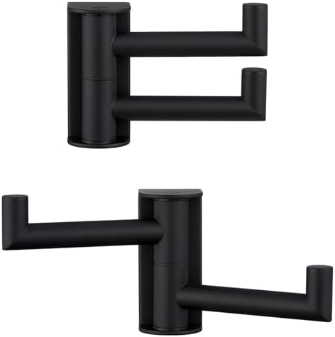 Angle Simple Swivel Towel Hook 3-Piece Stainless Steel Black for Bathroom