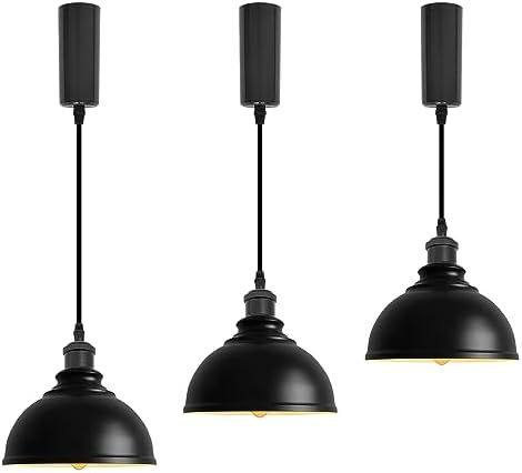 Adjustable Pendant Lighting for Kitchen Dining Black 3-Light Set