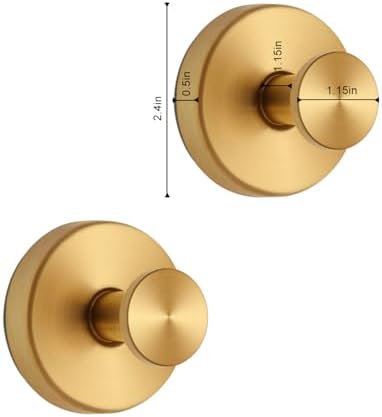 2-Piece Gold Suction Cup Holders for Bathroom Towels Robes