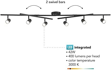 Super Bright 6-Light LED Track Lighting - Matte Black