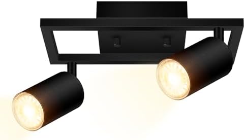 BoostArea 2-Light Track Lighting Fixtures Matte Black Complete Kit
