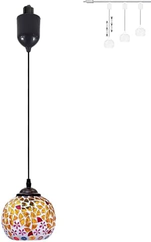 Globe Stained Yellow Art Glass Track Pendant Light