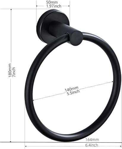 Matte Black Towel Ring Modern Hand Towel Holder SUS304 Stainless Steel