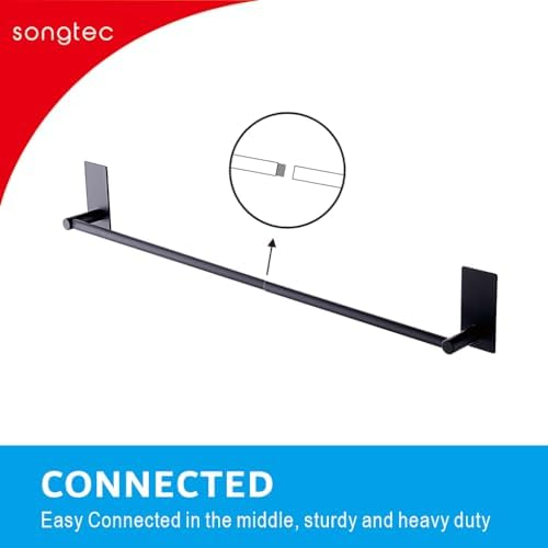 Songtec Adhesive Bath Towel Bar 24-Inch Black