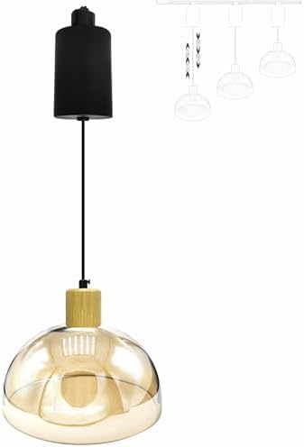 Adjustable E26 Pendant Light with Wood Shade