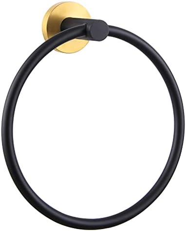 APLusee Premium SS Hand Towel Ring Black Gold Modern Design for Bathroom