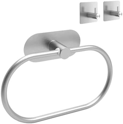 Premium 304 Stainless Steel Towel Ring with Adhesive Easy Installation