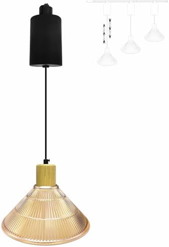 Adjustable E26 Pendant Light - Amber Glass Chandelier
