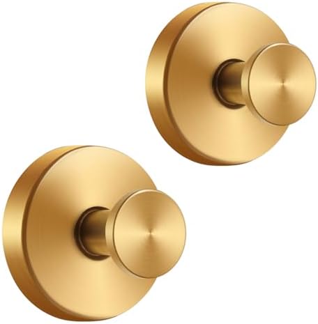 2-Piece Gold Suction Cup Holders for Bathroom Towels Robes