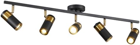 Modern Track Lighting 5 Light Ceiling Kit Black Gold