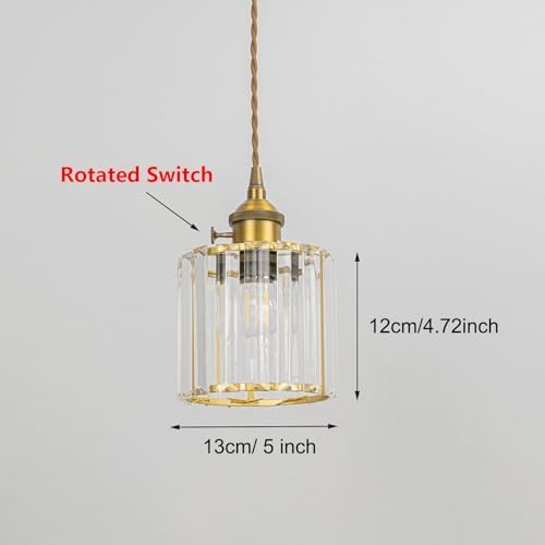 Yequandec 3-Pack Adjustable Track Pendant Light with Crystal Shade and Gold Base