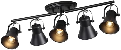 SEEBLEN 5-Light Track Lighting Kit Adjustable Industrial Black Track Lighting Fixtures Ceiling