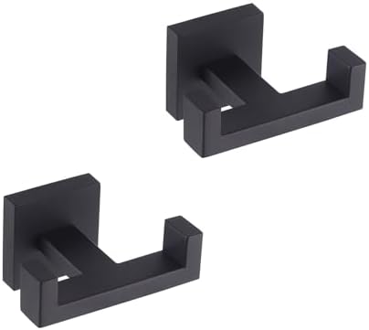 GERZWY Matte Black Bathroom Towel Hook 2-Piece Set
