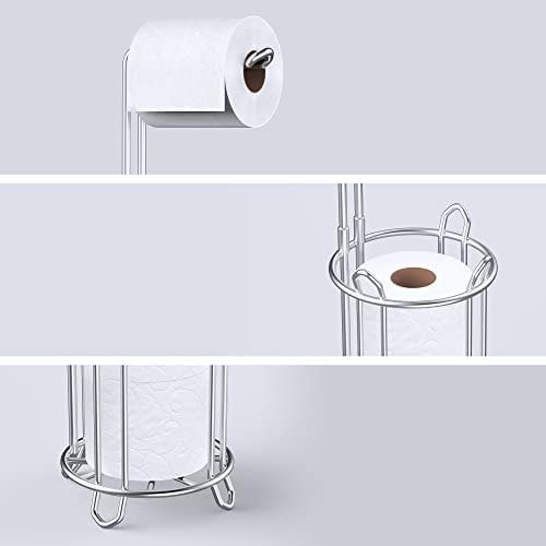 Meangood Toilet Paper Holder Stand with Silver Mega Rolls Dispenser