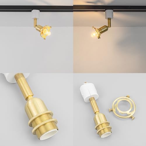 Halo System E12 Mini Brass Base White Shade Adjustable Angle Tilt Track Lighting