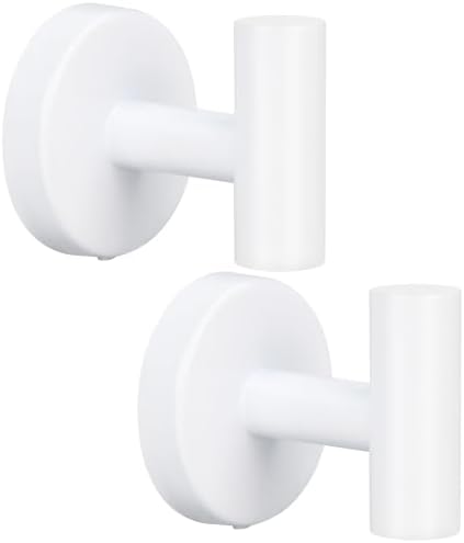 MDVora 2-Pack White Towel Hooks Space-Saving Wall-Mounted Design