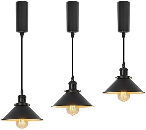 Modern Black Retractable Track Pendants