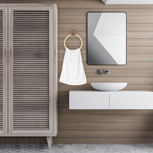 Wooden Towel Rack for Bathroom - Boho Design Decorative Functional
