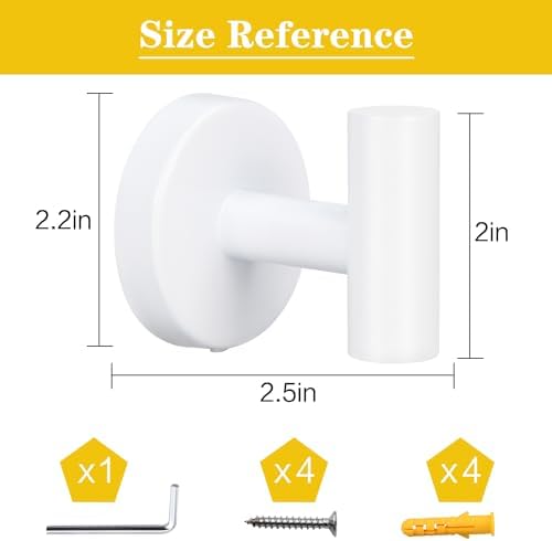 MDVora 2-Pack White Towel Hooks Space-Saving Wall-Mounted Design
