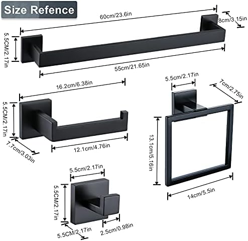Matte Black 4-Piece Bathroom Towel Holder Kit