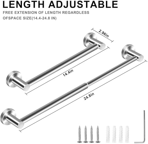 MGahyi Adjustable Towel Bar Silver - wall-mounted rustproof