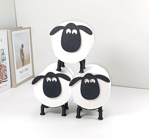 adorable sheep-shaped toilet paper holder set