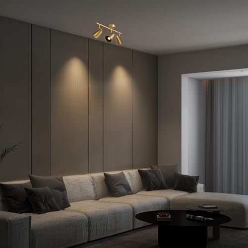 Modern 3000K 3-Light LED Track Lighting with Rotating Heads and Gold Finish