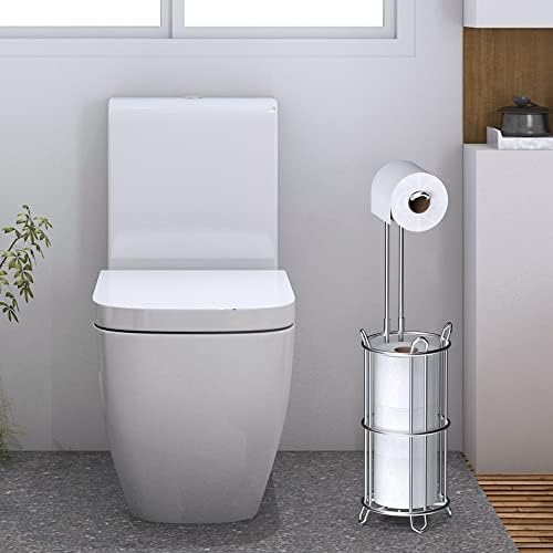 Meangood Toilet Paper Holder Stand with Silver Mega Rolls Dispenser