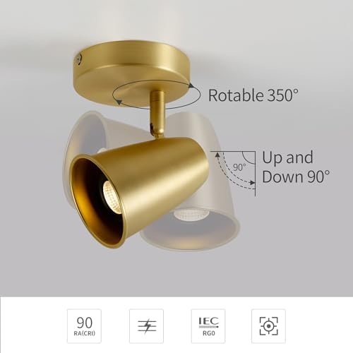 Modern 3000K 3-Light LED Track Lighting with Rotating Heads and Gold Finish