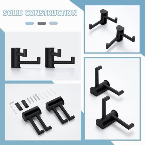 Angle Simple Swivel Towel Hook 3-Piece Stainless Steel Black for Bathroom