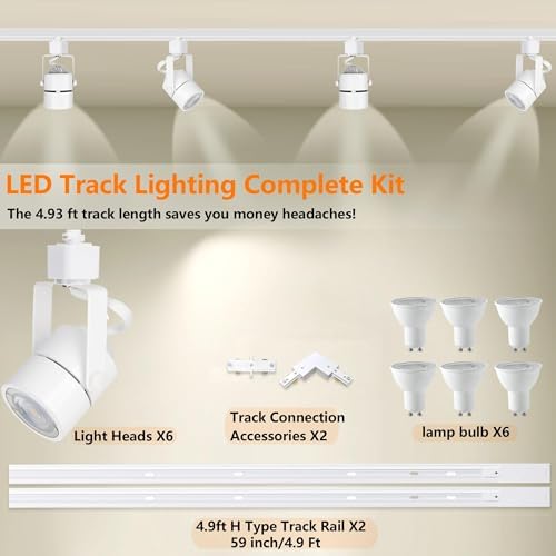 6-Light GU10 Track Lighting Kit with Aluminum Rails