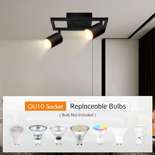 BoostArea 2-Light Track Lighting Fixtures Matte Black Complete Kit
