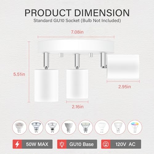 BoostArea LED 3 Light Track Lighting Kit with Rotatable Heads