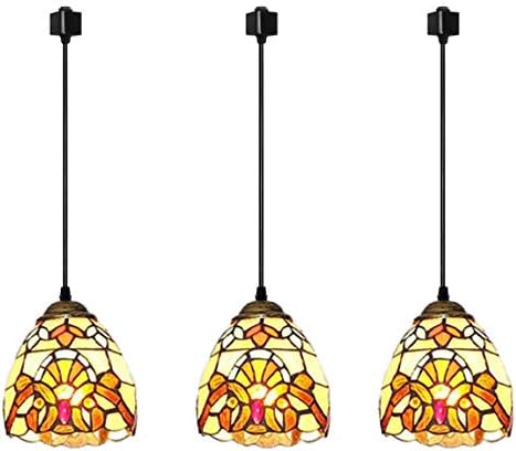 3-Light Stained Glass Pendant with Dimmable Bulbs