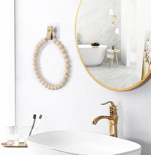 Wooden Towel Rack for Bathroom - Boho Design Decorative Functional