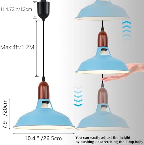 Adjustable Height Pendant Macaron Blue Rust-Proof 7W LED