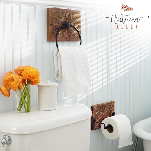 Autumn Alley Barn Wood Farmhouse Towel Ring