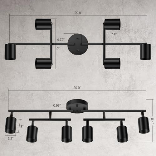 Bricosmocon 6 Light Track Lighting Kit - Matte Black with Rotatable Arms