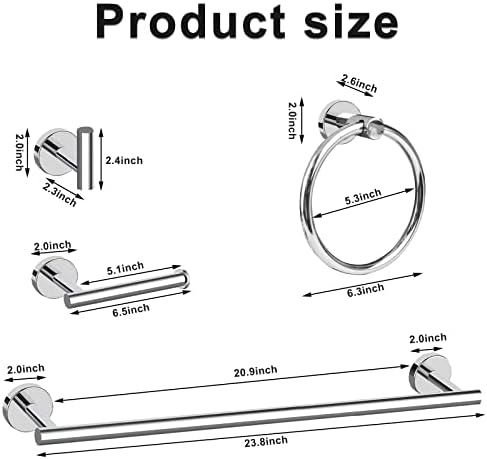 Sturdy 8-Piece Chrome Bath Hardware Set