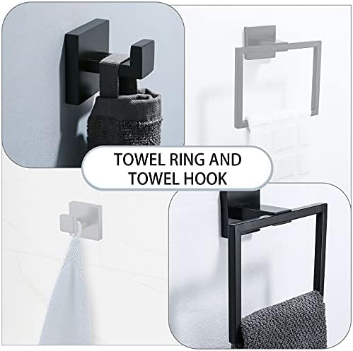 Matte Black 4-Piece Bathroom Towel Holder Kit