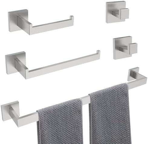 Stylish 5-Piece Bathroom Hardware Set with Brushed Nickel Finish
