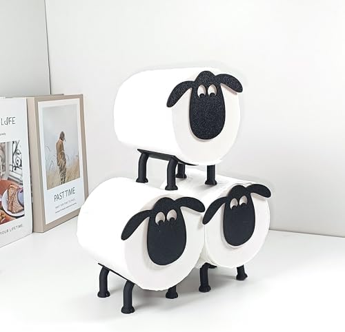 adorable sheep-shaped toilet paper holder set