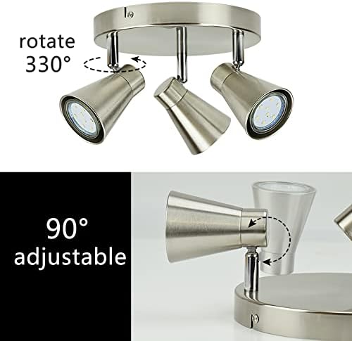 3-Light Ceiling Spotlight with Brushed Nickel Finish - DINGLILIGHTING