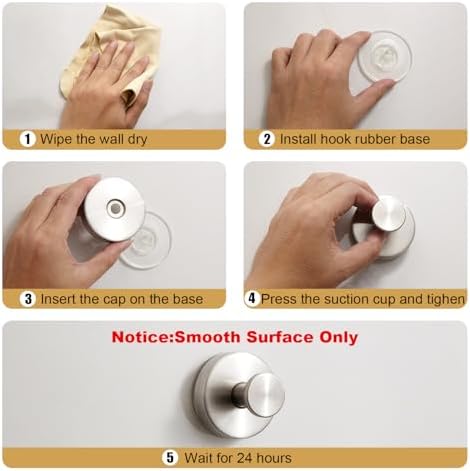 2-Piece Gold Suction Cup Holders for Bathroom Towels Robes