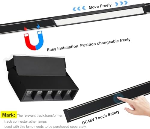 Magnetic LED Ceiling Light Kit 48V Track Depth 30mm Black 4000K