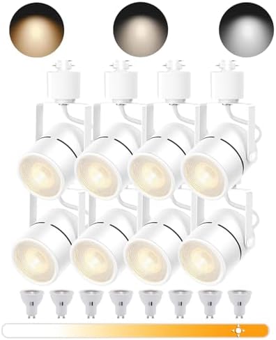 8pcs LED Track Lighting with GU10 Bulbs and Dimmable Brightness