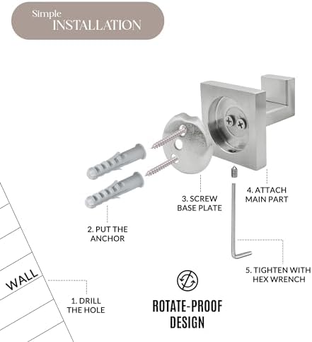 Luxury Brushed Nickel Towel Robe Hangers for Home Kitchen